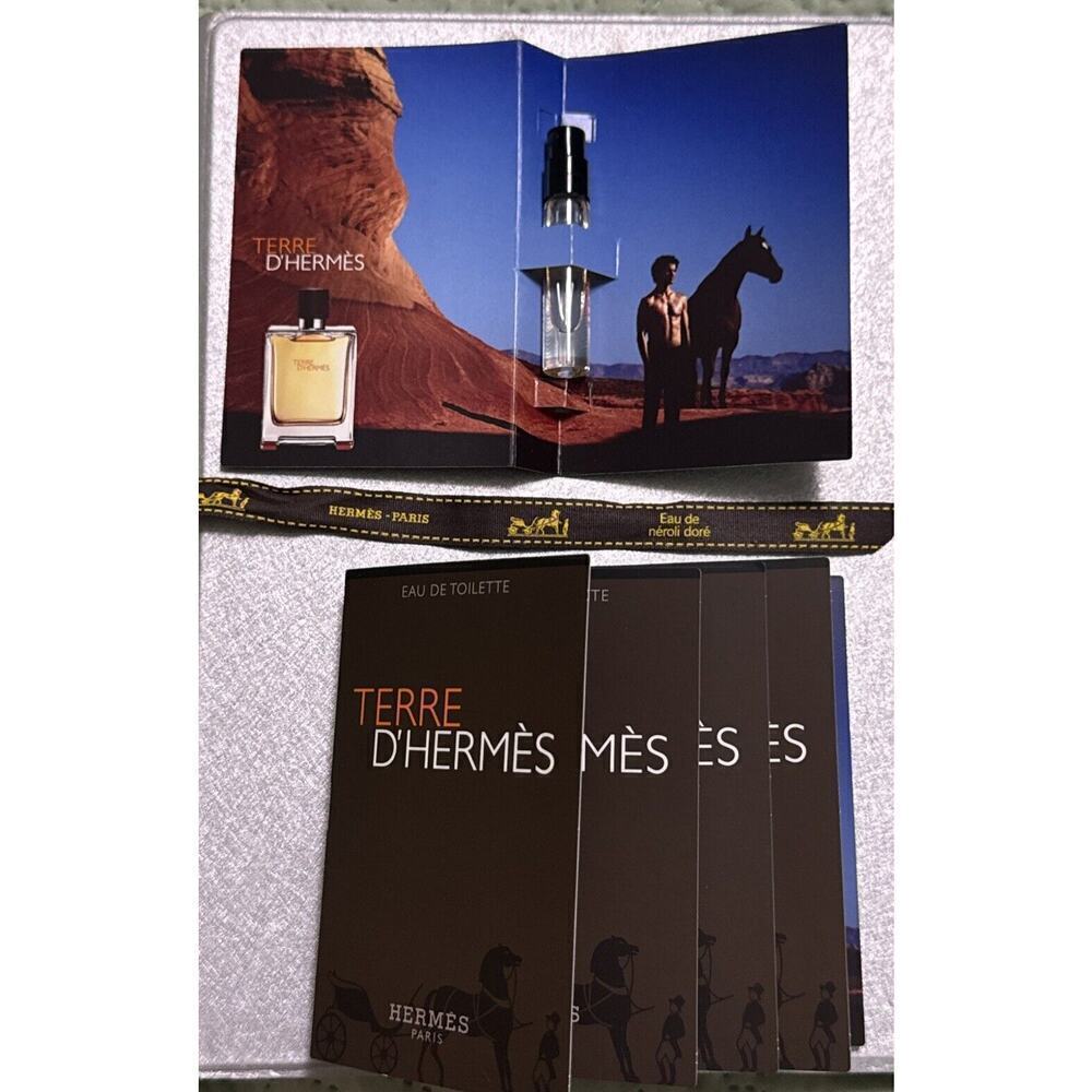 5 x Hermes Terre D'Hermes Parfum Pure Perfume Made in France 0.06oz 2mL Ech LOT